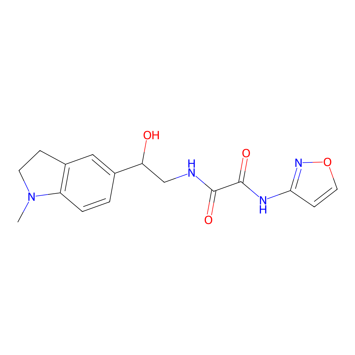 N1-(2-hydroxy-2-(1-methylindolin-5-yl)ethyl)-N2-(isoxazol-3-yl)oxalamide molecular structure, CAS 1705538-60-8
