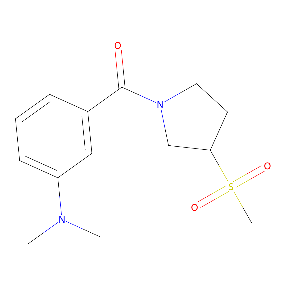 (3-(Dimethylamino)phenyl)(3-(methylsulfonyl)pyrrolidin-1-yl)methanone molecular structure, CAS 1705538-61-9