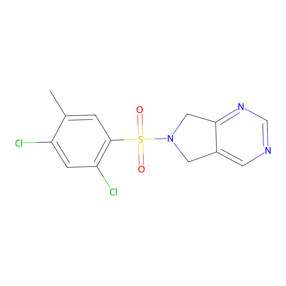 6-(2,4-dichloro-5-methylbenzenesulfonyl)-5H,6H,7H-pyrrolo[3,4-d]pyrimidine molecular structure, CAS 1705538-66-4