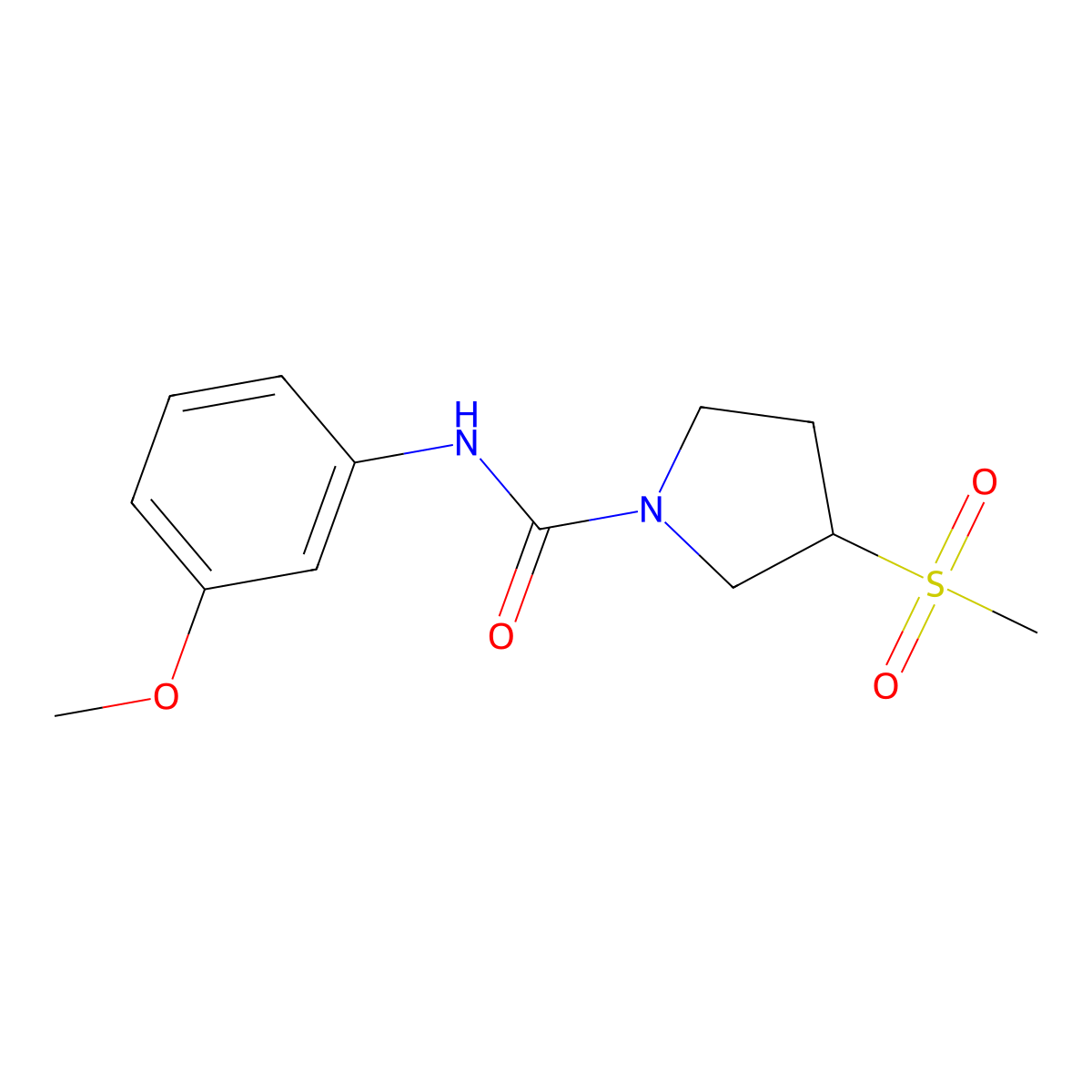 3-methanesulfonyl-N-(3-methoxyphenyl)pyrrolidine-1-carboxamide molecular structure, CAS 1705539-30-5