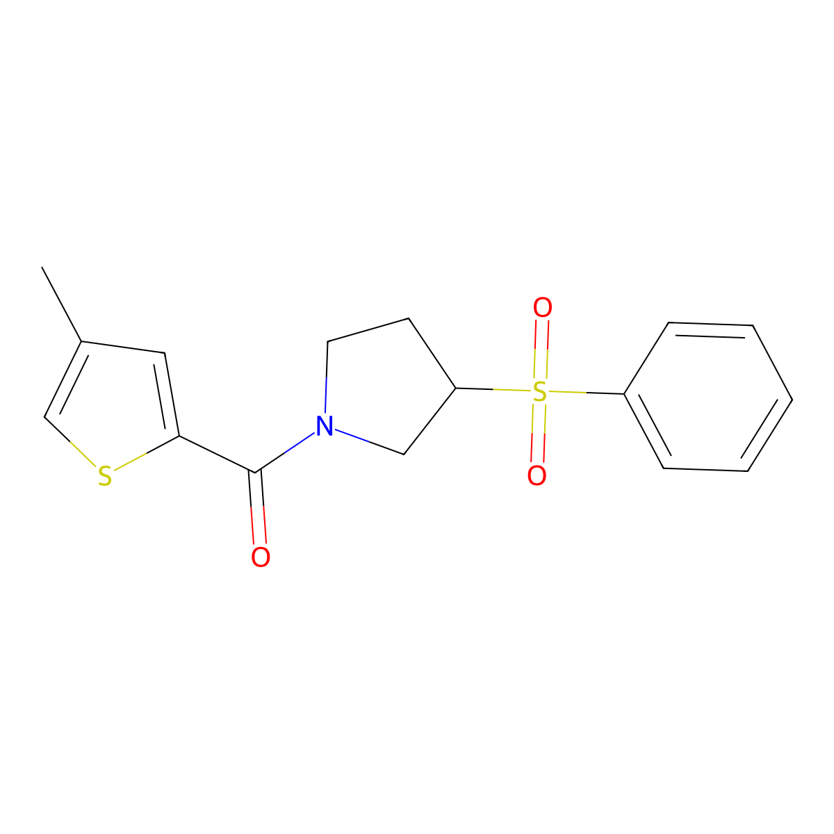 (4-Methylthiophen-2-yl)(3-(phenylsulfonyl)pyrrolidin-1-yl)methanone molecular structure, CAS 1705539-49-6