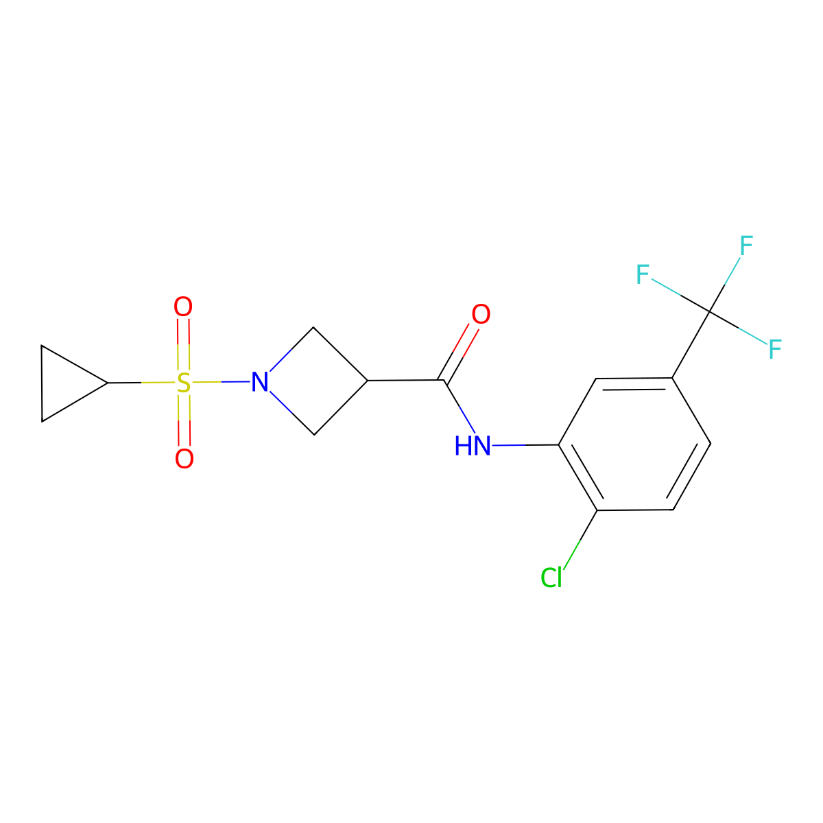 N-[2-chloro-5-(trifluoromethyl)phenyl]-1-(cyclopropanesulfonyl)azetidine-3-carboxamide molecular structure, CAS 1705540-15-3