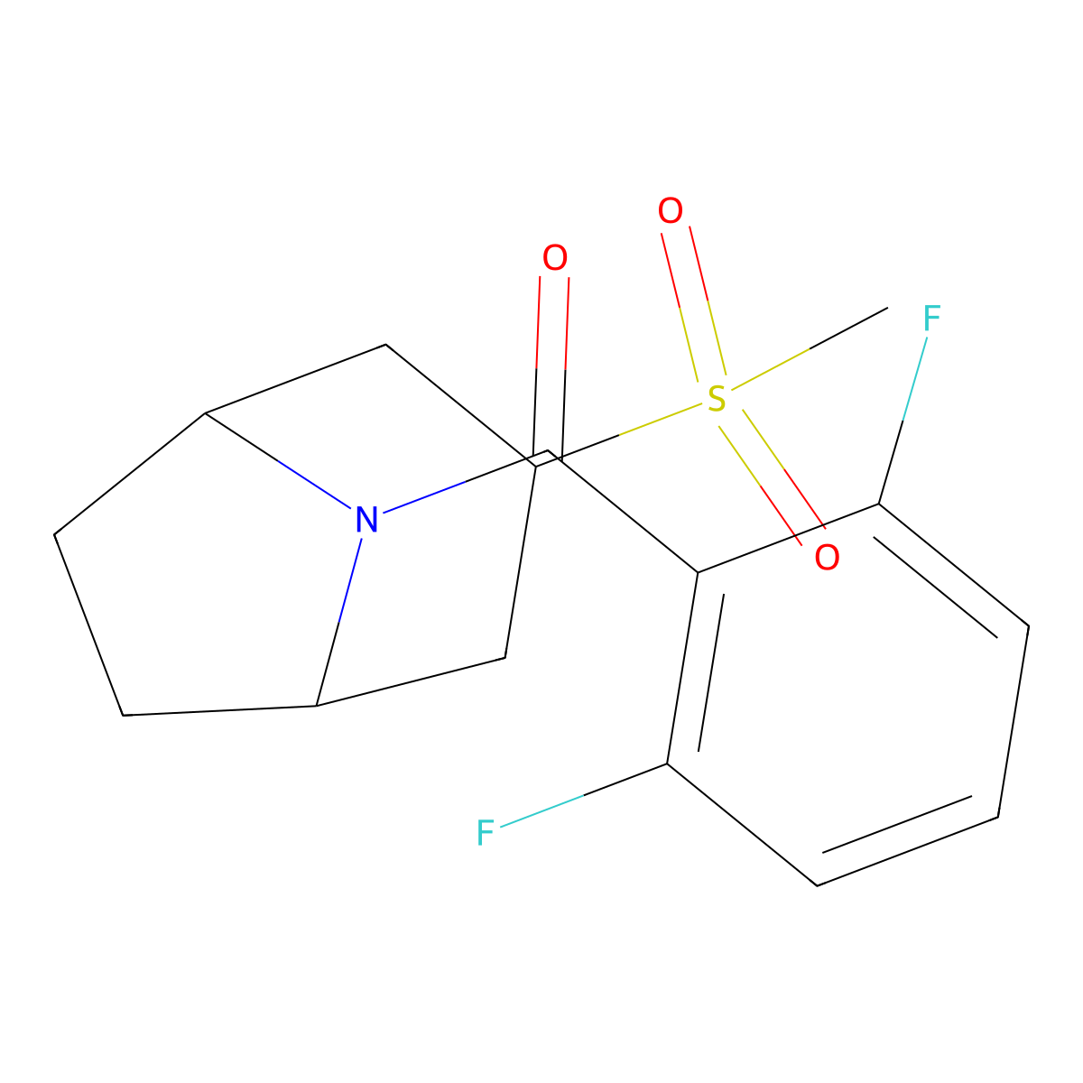 (2,6-difluorophenyl)((1R,5S)-3-(methylsulfonyl)-8-azabicyclo[3.2.1]octan-8-yl)methanone molecular structure, CAS 1705549-57-0