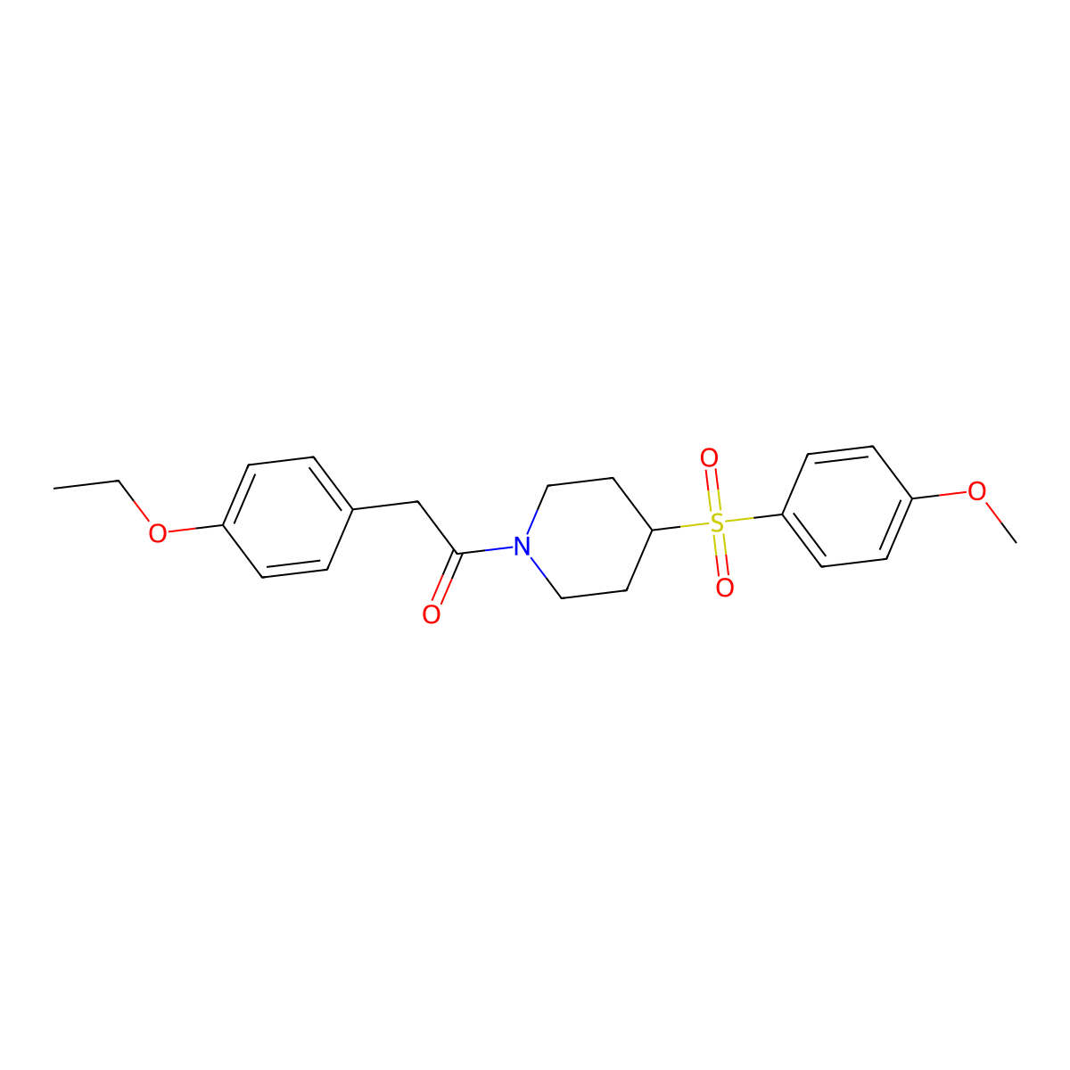 2-(4-Ethoxyphenyl)-1-(4-((4-methoxyphenyl)sulfonyl)piperidin-1-yl)ethanone molecular structure, CAS 1705550-92-0