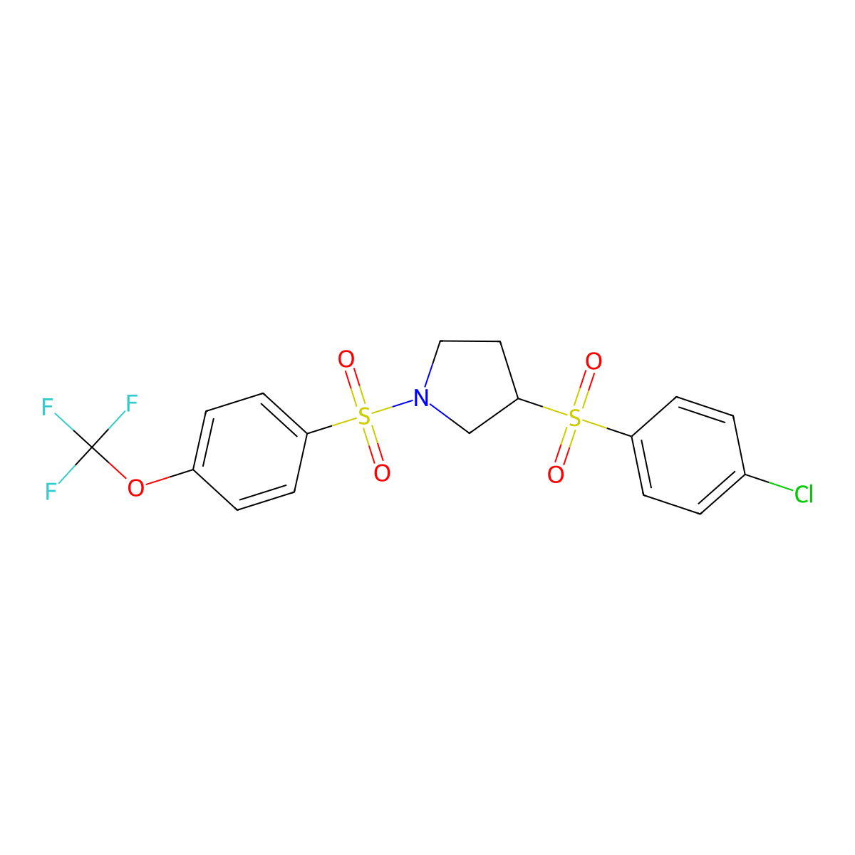 3-(4-Chlorobenzenesulfonyl)-1-[4-(trifluoromethoxy)benzenesulfonyl]pyrrolidine molecular structure, CAS 1705553-39-4