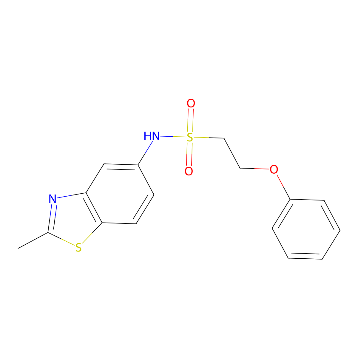 N-(2-methylbenzo[d]thiazol-5-yl)-2-phenoxyethanesulfonamide molecular structure, CAS 1705559-59-6