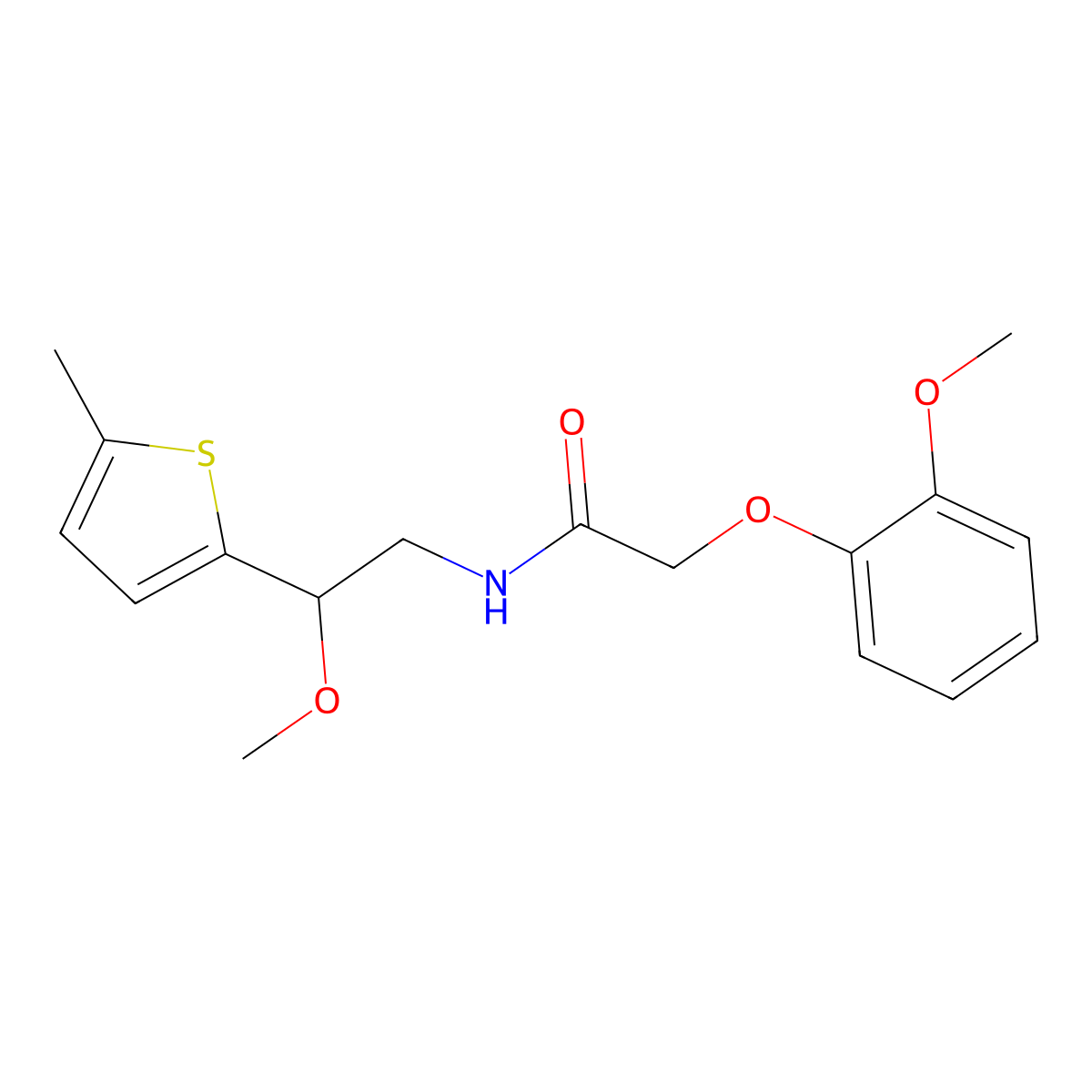 N-[2-methoxy-2-(5-methylthiophen-2-yl)ethyl]-2-(2-methoxyphenoxy)acetamide molecular structure, CAS 1705560-96-8