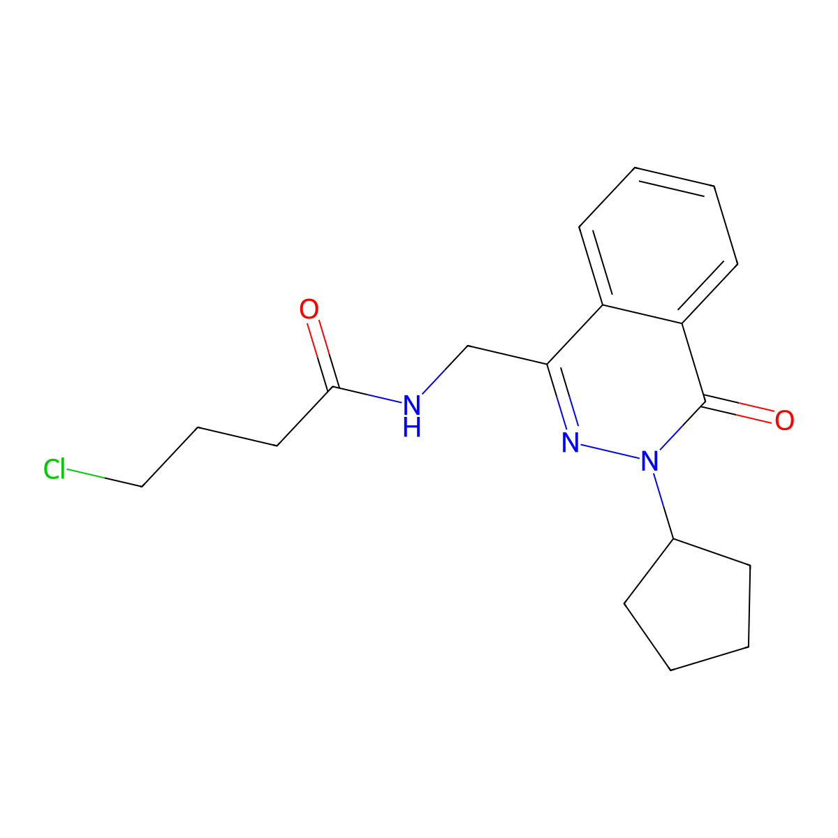 4-chloro-N-((3-cyclopentyl-4-oxo-3,4-dihydrophthalazin-1-yl)methyl)butanamide molecular structure, CAS 1705565-65-6