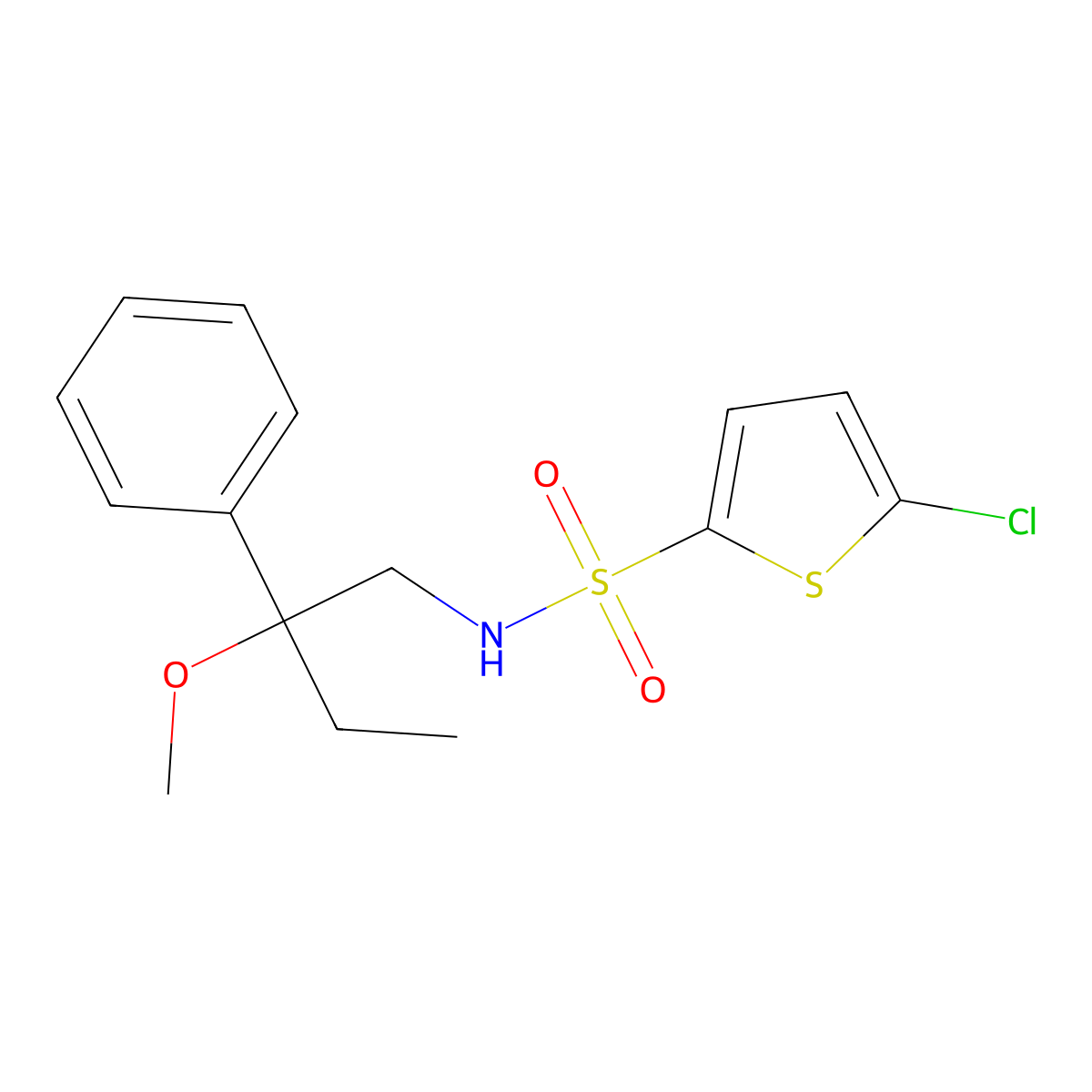 5-chloro-N-(2-methoxy-2-phenylbutyl)thiophene-2-sulfonamide molecular structure, CAS 1705565-75-8
