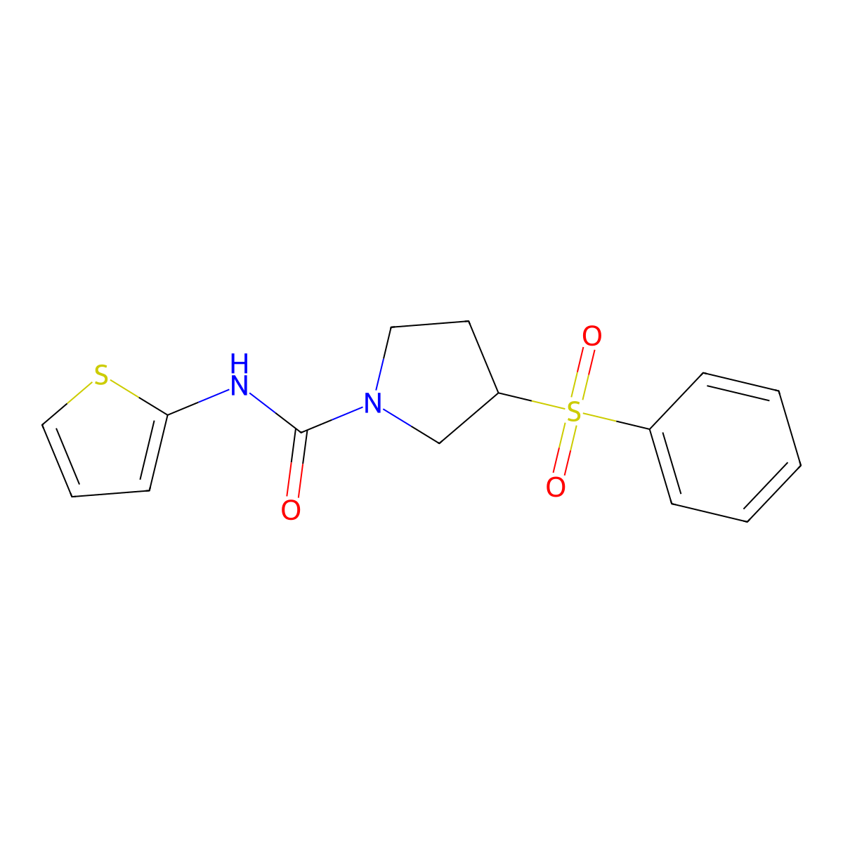 3-(phenylsulfonyl)-N-(thiophen-2-yl)pyrrolidine-1-carboxamide molecular structure, CAS 1705568-74-6