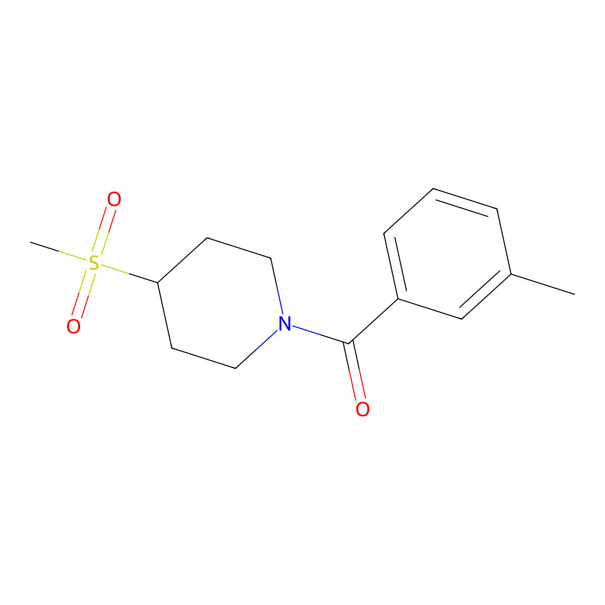 (4-(Methylsulfonyl)piperidin-1-yl)(m-tolyl)methanone molecular structure, CAS 1705568-99-5