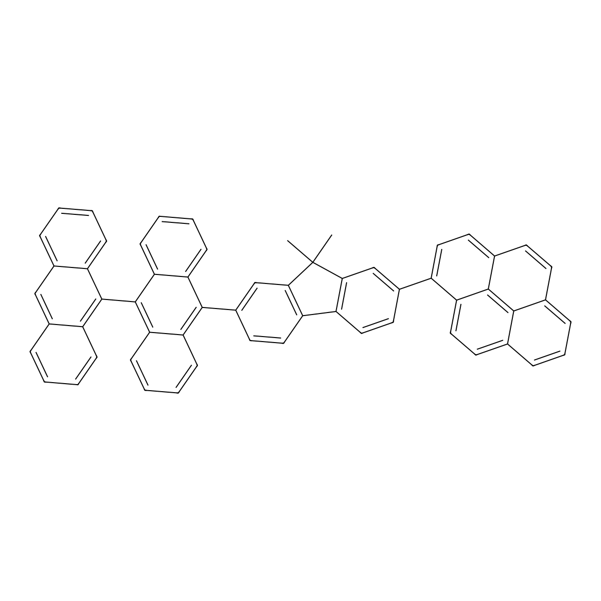 1-(7-(9,9'-Bianthracen-10-yl)-9,9-dimethyl-9h-fluoren-2-yl)pyrene molecular structure, CAS 1705571-70-5