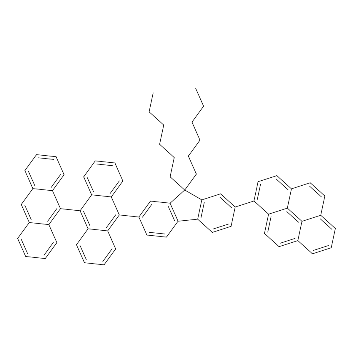 1-(7-(9,9'-Bianthracen-10-yl)-9,9-dihexyl-9h-fluoren-2-yl)pyrene molecular structure, CAS 1705571-71-6