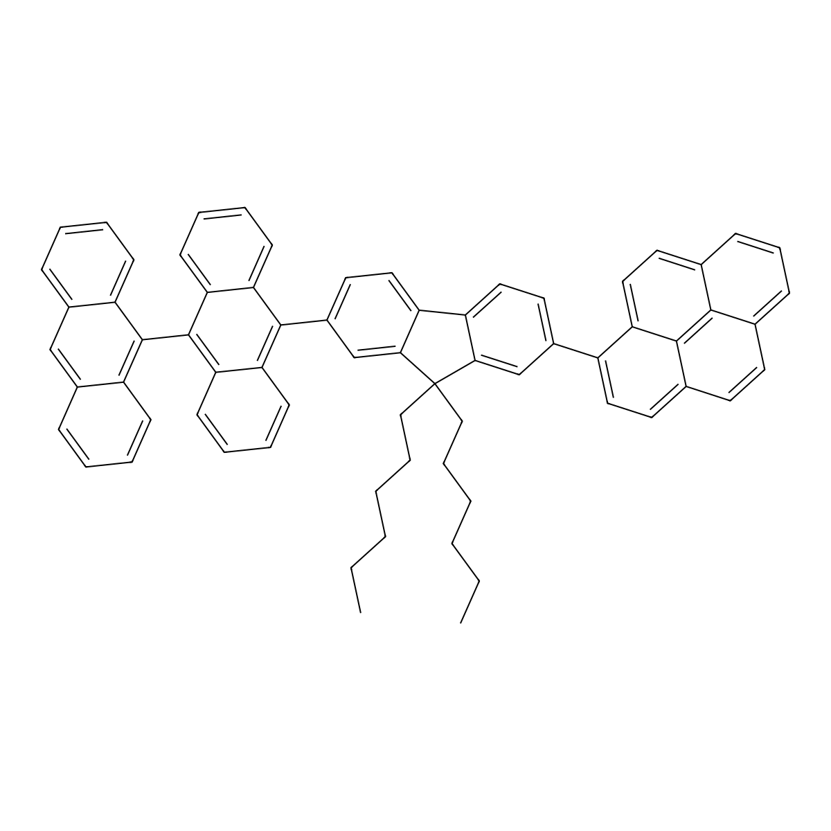 1-(7-(9,9'-Bianthracen-10-yl)-9,9-dihexyl-9h-fluoren-2-yl)pyrene molecular structure, CAS 1705571-71-6