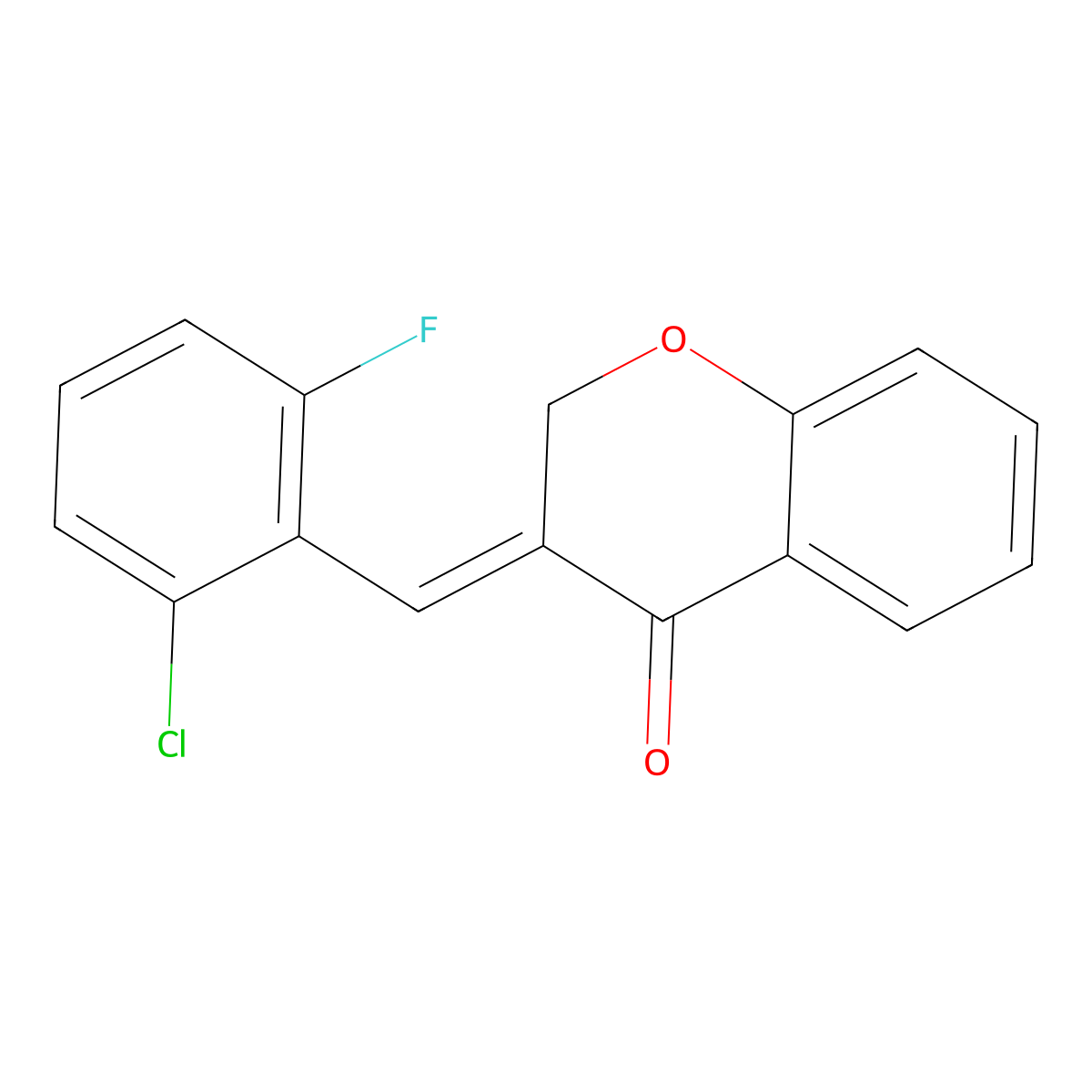 (3E)-3-[(2-chloro-6-fluorophenyl)methylidene]-3,4-dihydro-2H-1-benzopyran-4-one molecular structure, CAS 1705584-20-8