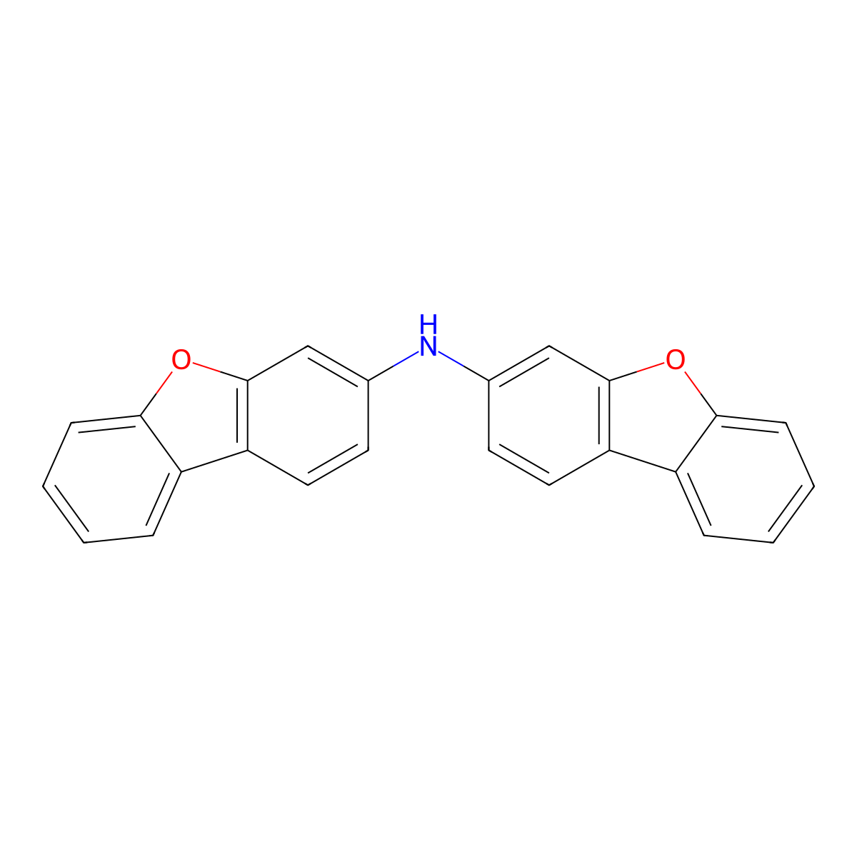 Bis(dibenzo[b,d]furan-3-yl)amine molecular structure, CAS 1705595-86-3
