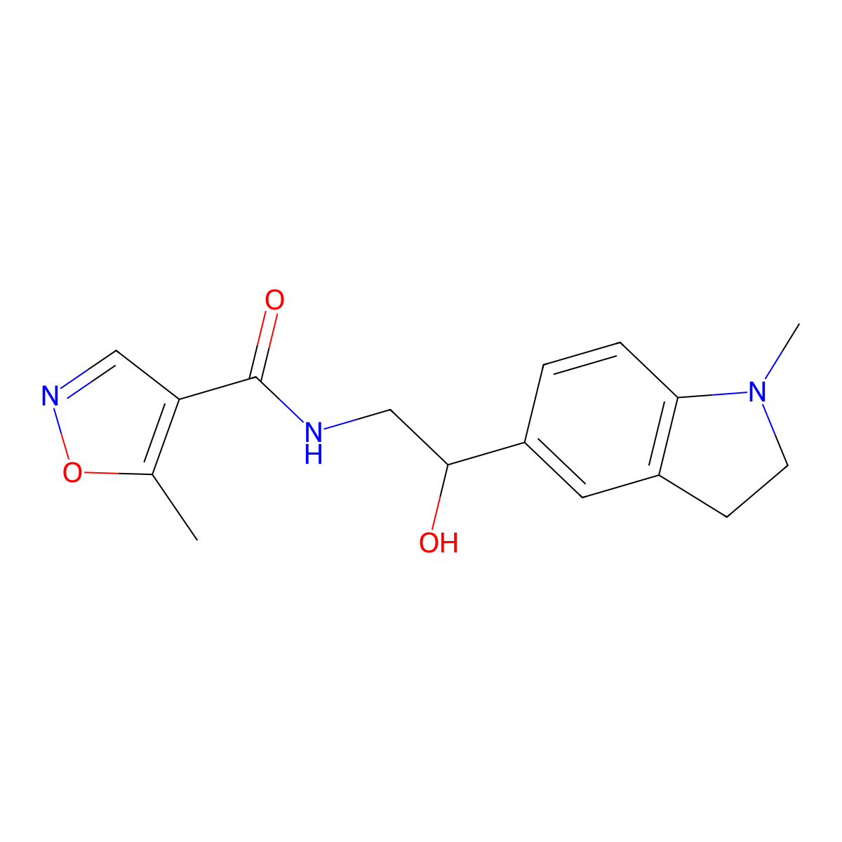 N-(2-hydroxy-2-(1-methylindolin-5-yl)ethyl)-5-methylisoxazole-4-carboxamide molecular structure, CAS 1705649-88-2