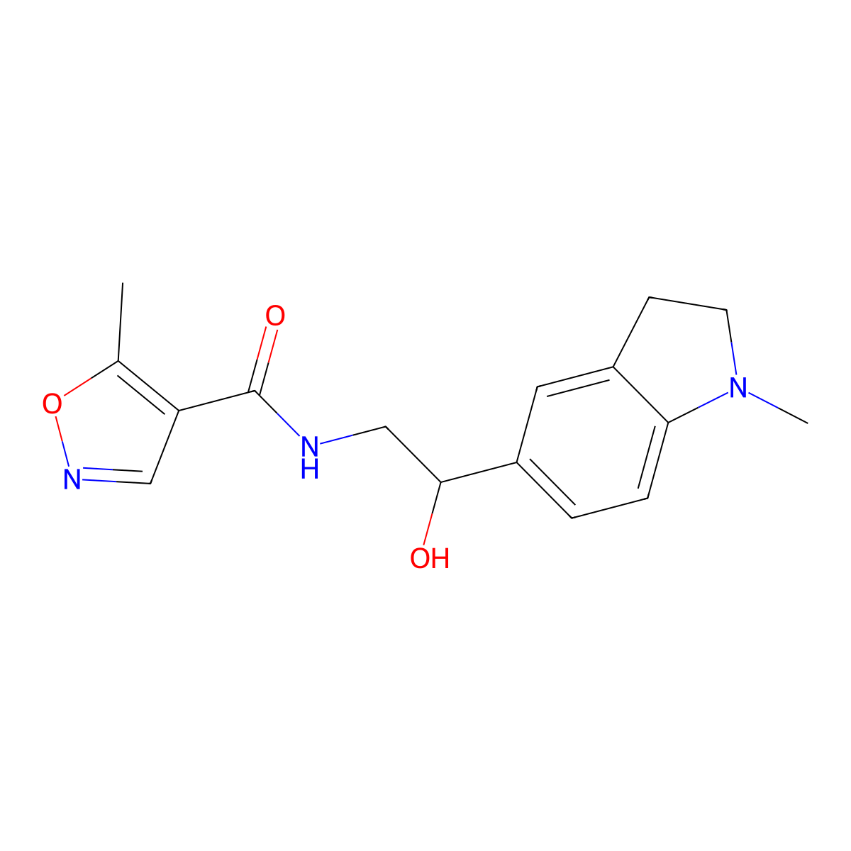N-(2-hydroxy-2-(1-methylindolin-5-yl)ethyl)-5-methylisoxazole-4-carboxamide molecular structure, CAS 1705649-88-2