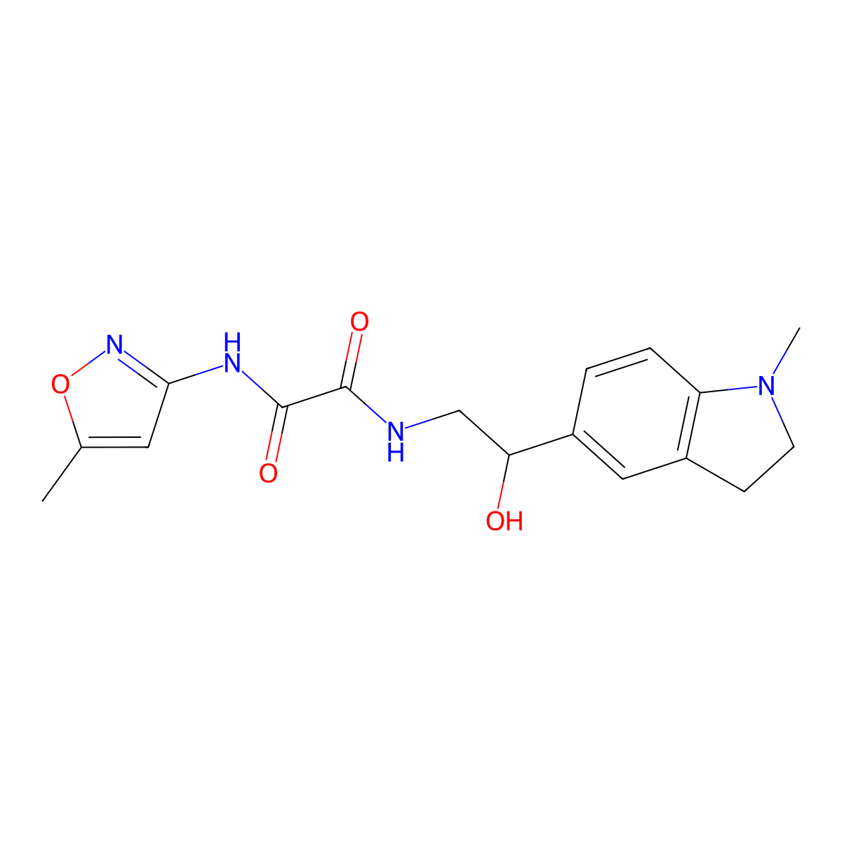 N1-(2-hydroxy-2-(1-methylindolin-5-yl)ethyl)-N2-(5-methylisoxazol-3-yl)oxalamide molecular structure, CAS 1705650-40-3