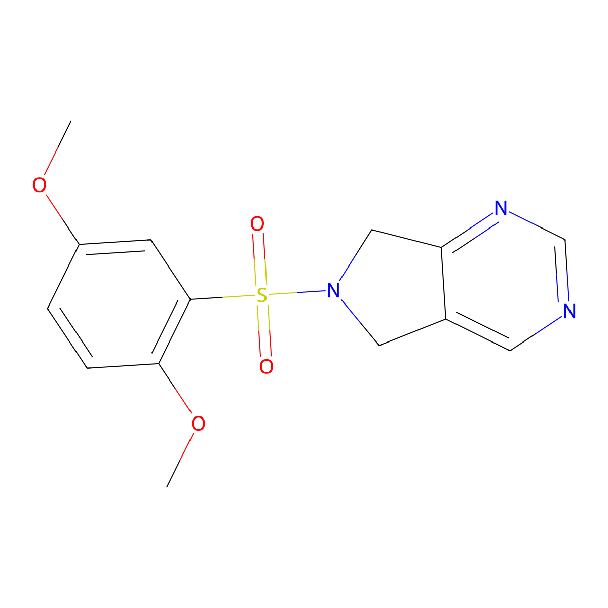 6-((2,5-dimethoxyphenyl)sulfonyl)-6,7-dihydro-5H-pyrrolo[3,4-d]pyrimidine molecular structure, CAS 1705653-00-4