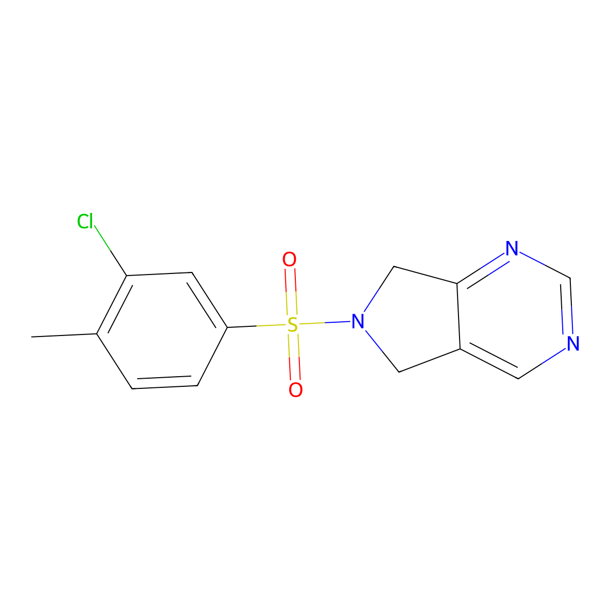 6-(3-chloro-4-methylbenzenesulfonyl)-5H,6H,7H-pyrrolo[3,4-d]pyrimidine molecular structure, CAS 1705660-25-8