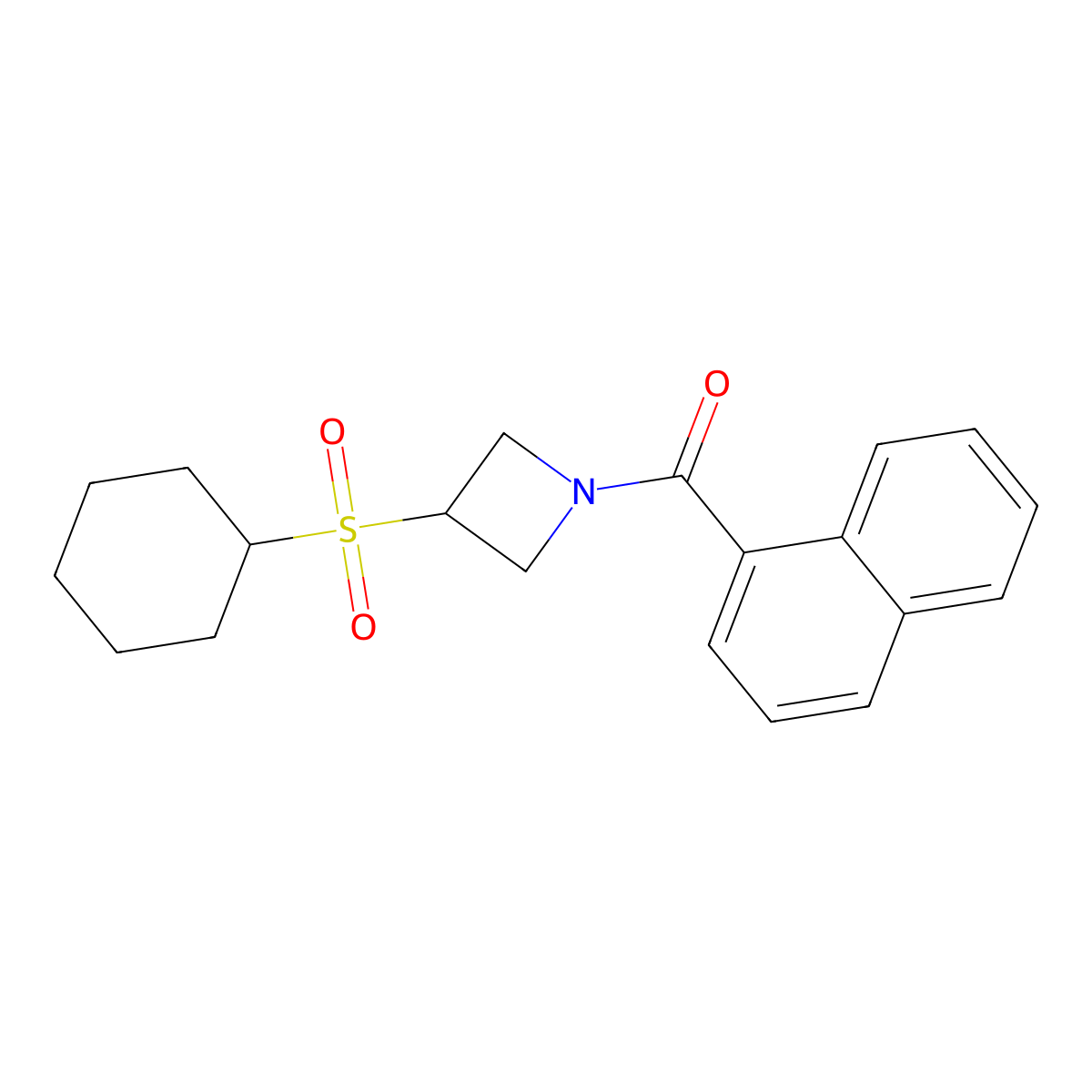 (3-(Cyclohexylsulfonyl)azetidin-1-yl)(naphthalen-1-yl)methanone molecular structure, CAS 1705662-71-0