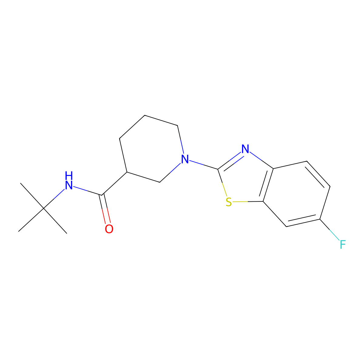 N-(tert-butyl)-1-(6-fluorobenzo[d]thiazol-2-yl)piperidine-3-carboxamide molecular structure, CAS 1705665-47-9