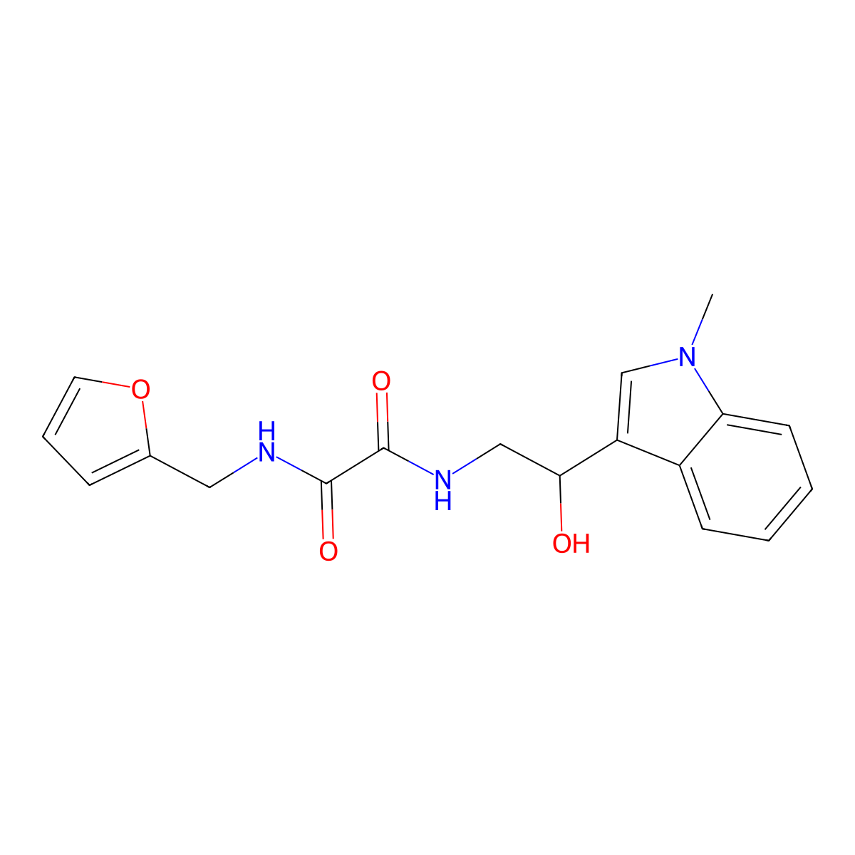 N1-(furan-2-ylmethyl)-N2-(2-hydroxy-2-(1-methyl-1H-indol-3-yl)ethyl)oxalamide molecular structure, CAS 1705666-89-2