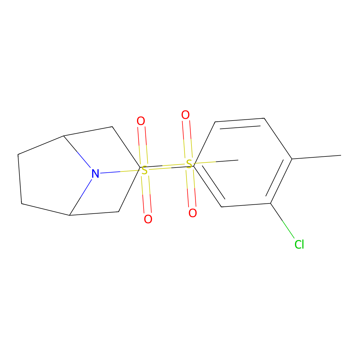 (1R,5S)-8-((3-chloro-4-methylphenyl)sulfonyl)-3-(methylsulfonyl)-8-azabicyclo[3.2.1]octane molecular structure, CAS 1705667-35-1