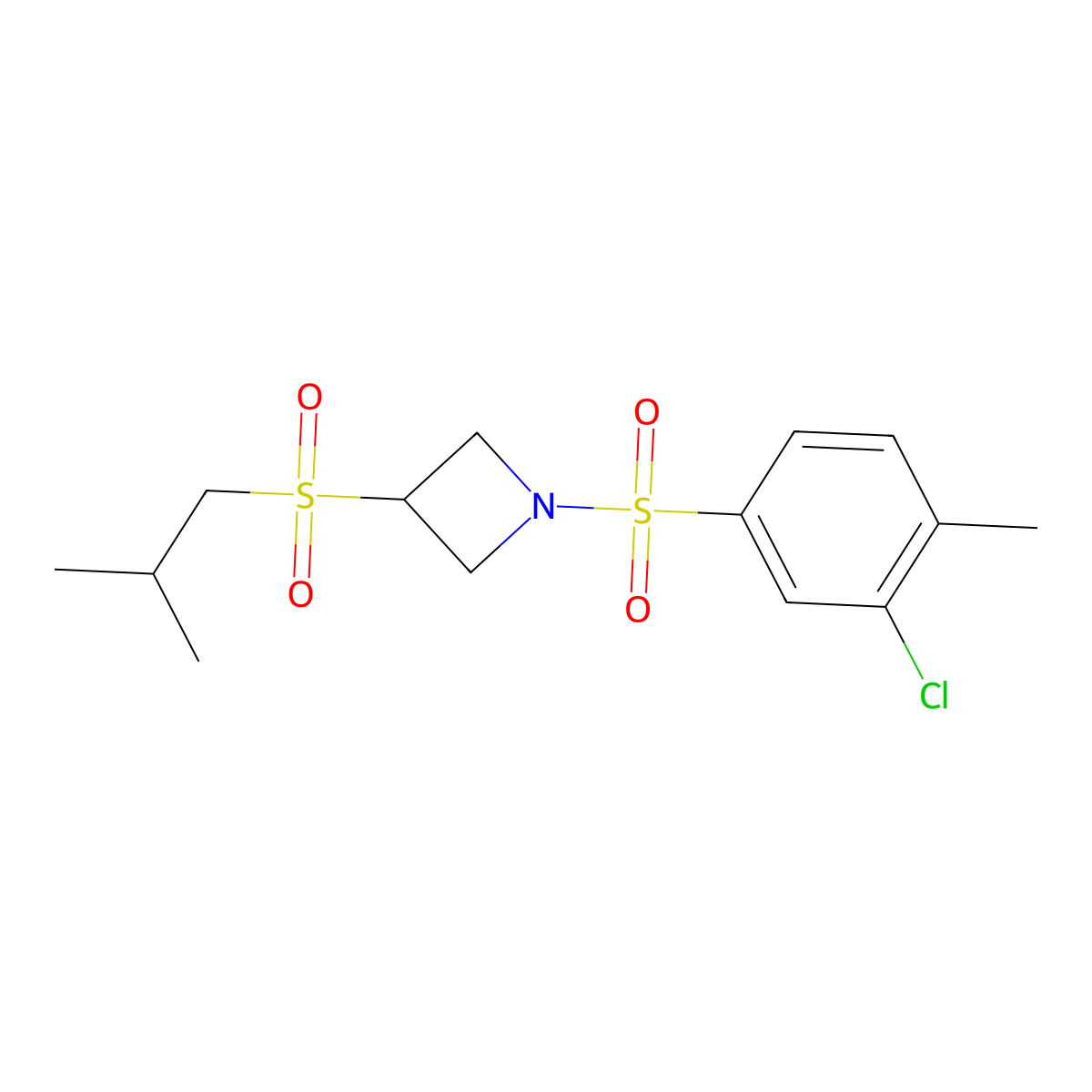1-((3-Chloro-4-methylphenyl)sulfonyl)-3-(isobutylsulfonyl)azetidine molecular structure, CAS 1705667-93-1