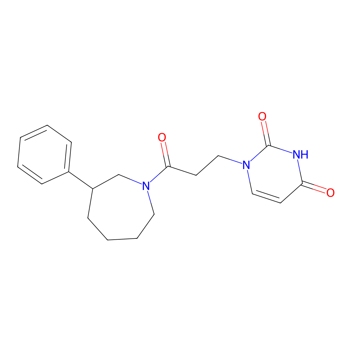 1-[3-Oxo-3-(3-phenylazepan-1-yl)propyl]-1,2,3,4-tetrahydropyrimidine-2,4-dione molecular structure, CAS 1705667-97-5