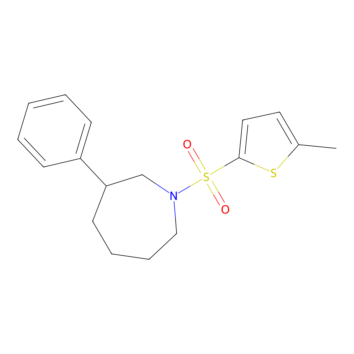 1-((5-Methylthiophen-2-yl)sulfonyl)-3-phenylazepane molecular structure, CAS 1705668-76-3