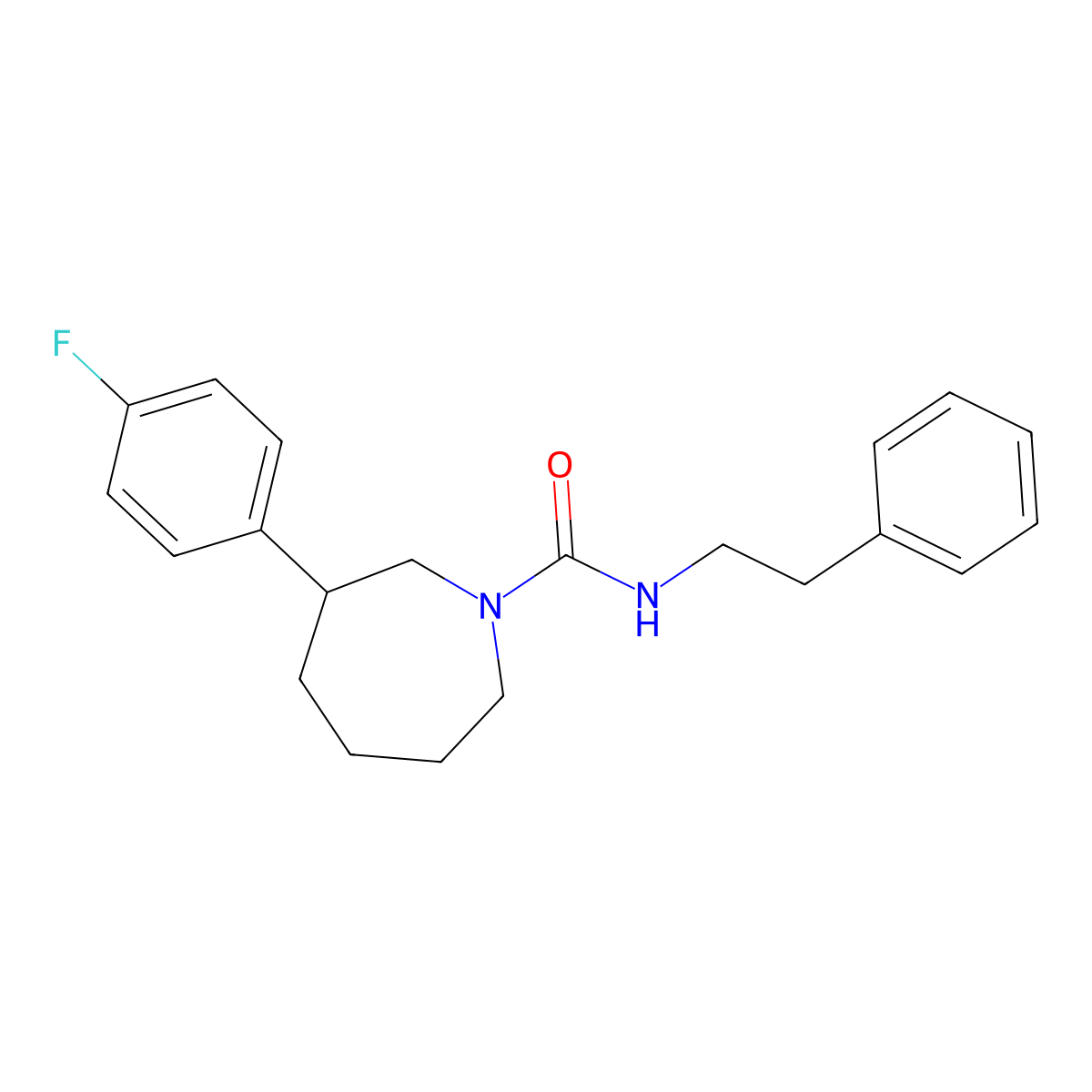 3-(4-fluorophenyl)-N-phenethylazepane-1-carboxamide molecular structure, CAS 1705670-17-2