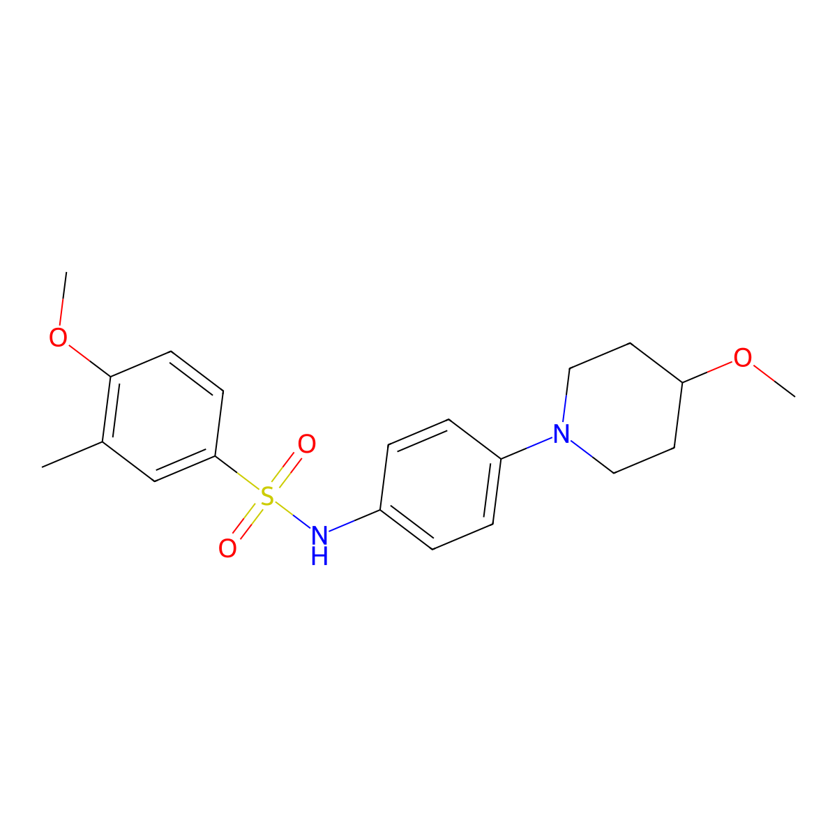 4-methoxy-N-(4-(4-methoxypiperidin-1-yl)phenyl)-3-methylbenzenesulfonamide molecular structure, CAS 1705672-72-5