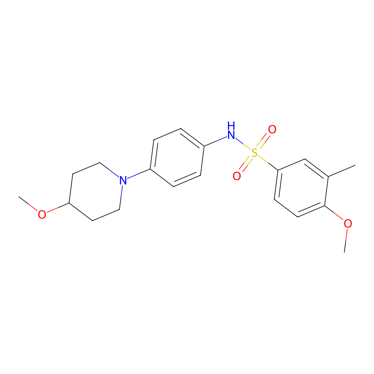 4-methoxy-N-(4-(4-methoxypiperidin-1-yl)phenyl)-3-methylbenzenesulfonamide molecular structure, CAS 1705672-72-5