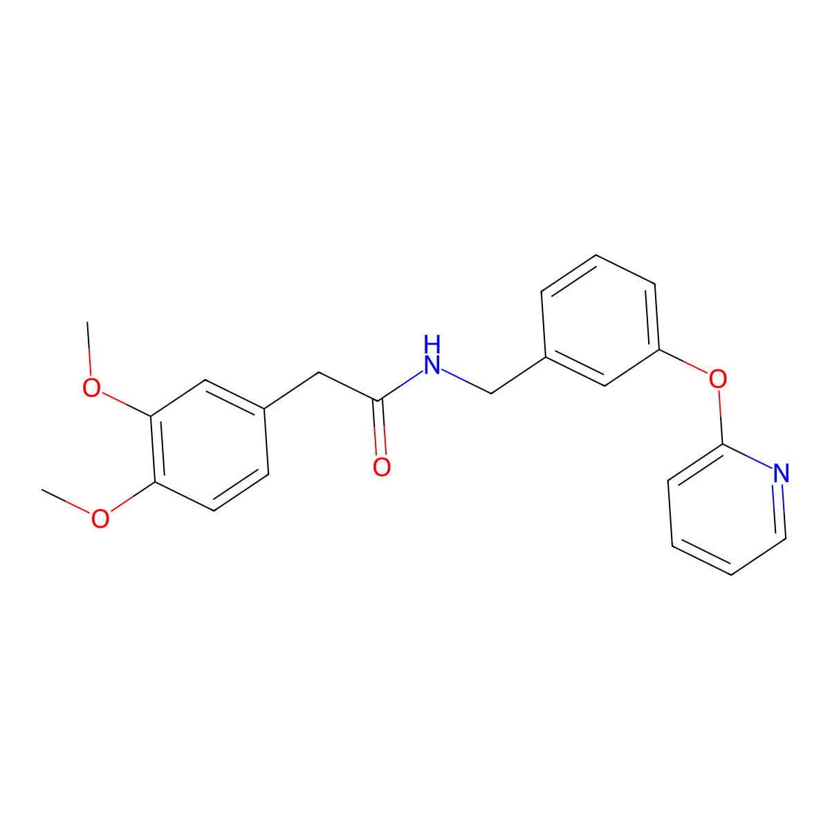 2-(3,4-dimethoxyphenyl)-N-(3-(pyridin-2-yloxy)benzyl)acetamide molecular structure, CAS 1705672-85-0