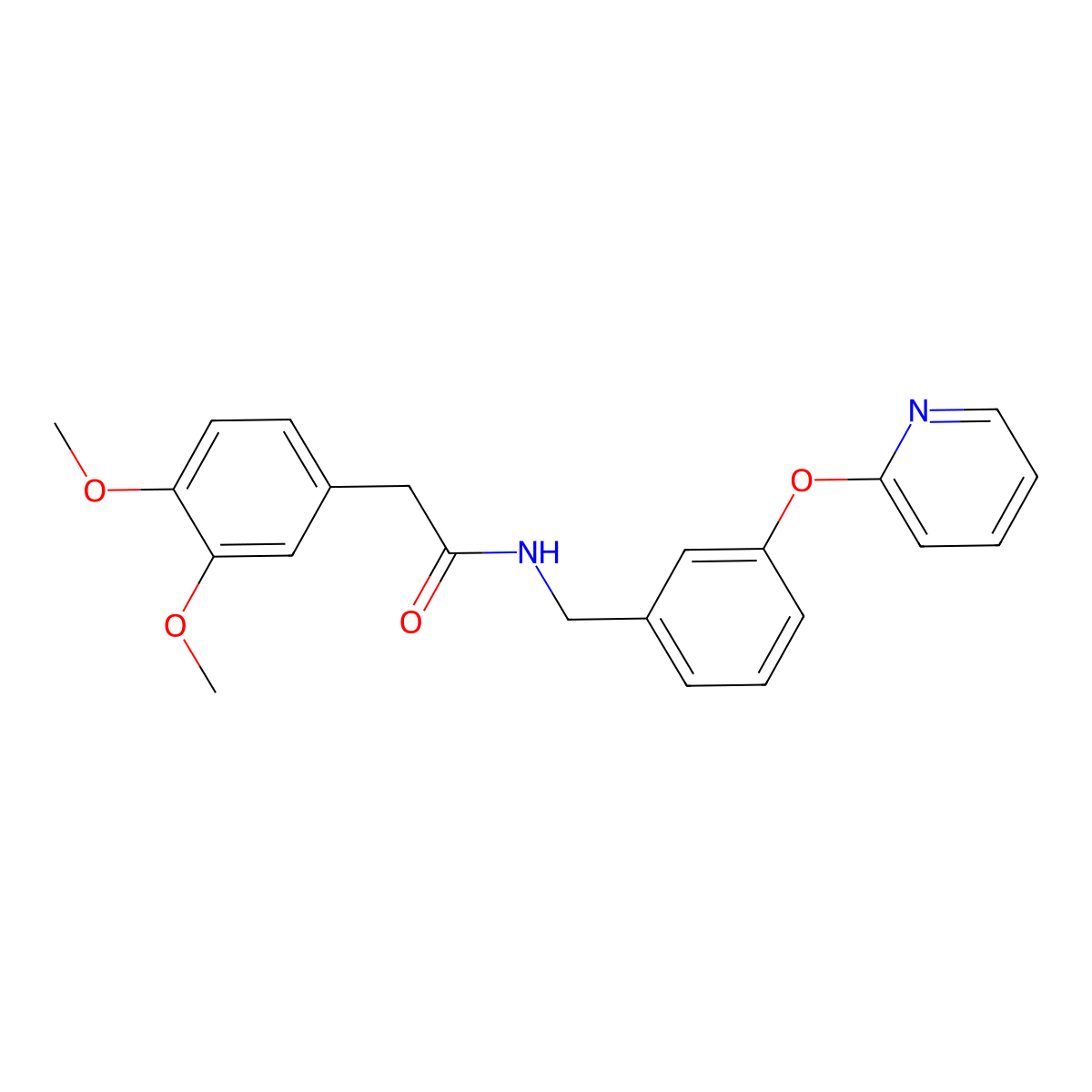 2-(3,4-dimethoxyphenyl)-N-(3-(pyridin-2-yloxy)benzyl)acetamide molecular structure, CAS 1705672-85-0