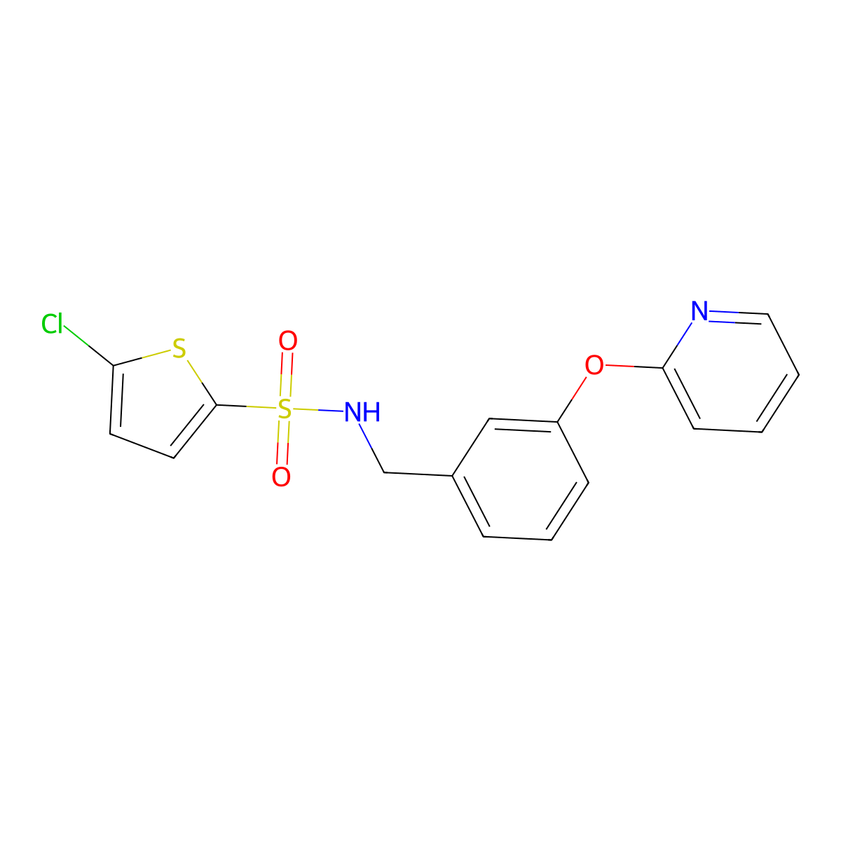 5-chloro-N-(3-(pyridin-2-yloxy)benzyl)thiophene-2-sulfonamide molecular structure, CAS 1705675-32-6