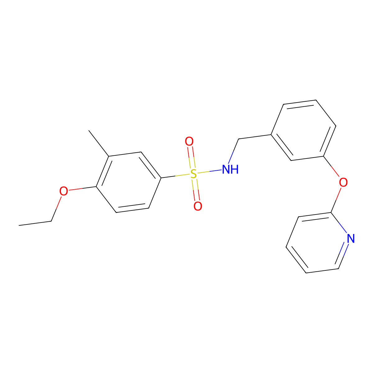 4-ethoxy-3-methyl-N-(3-(pyridin-2-yloxy)benzyl)benzenesulfonamide molecular structure, CAS 1705675-66-6
