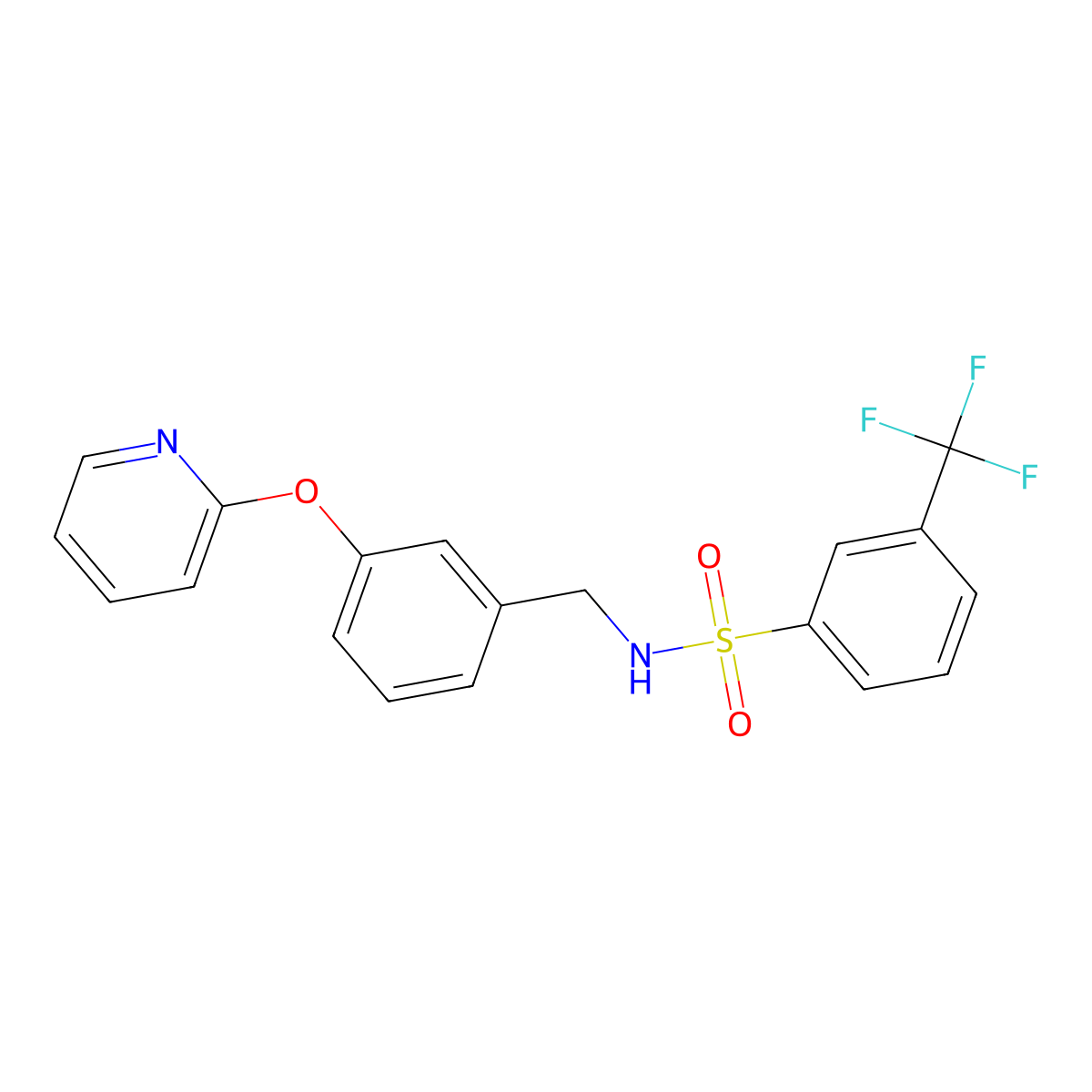 N-(3-(pyridin-2-yloxy)benzyl)-3-(trifluoromethyl)benzenesulfonamide molecular structure, CAS 1705675-82-6
