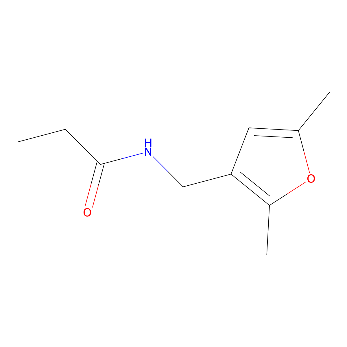 N-((2,5-dimethylfuran-3-yl)methyl)propionamide molecular structure, CAS 1705681-98-6