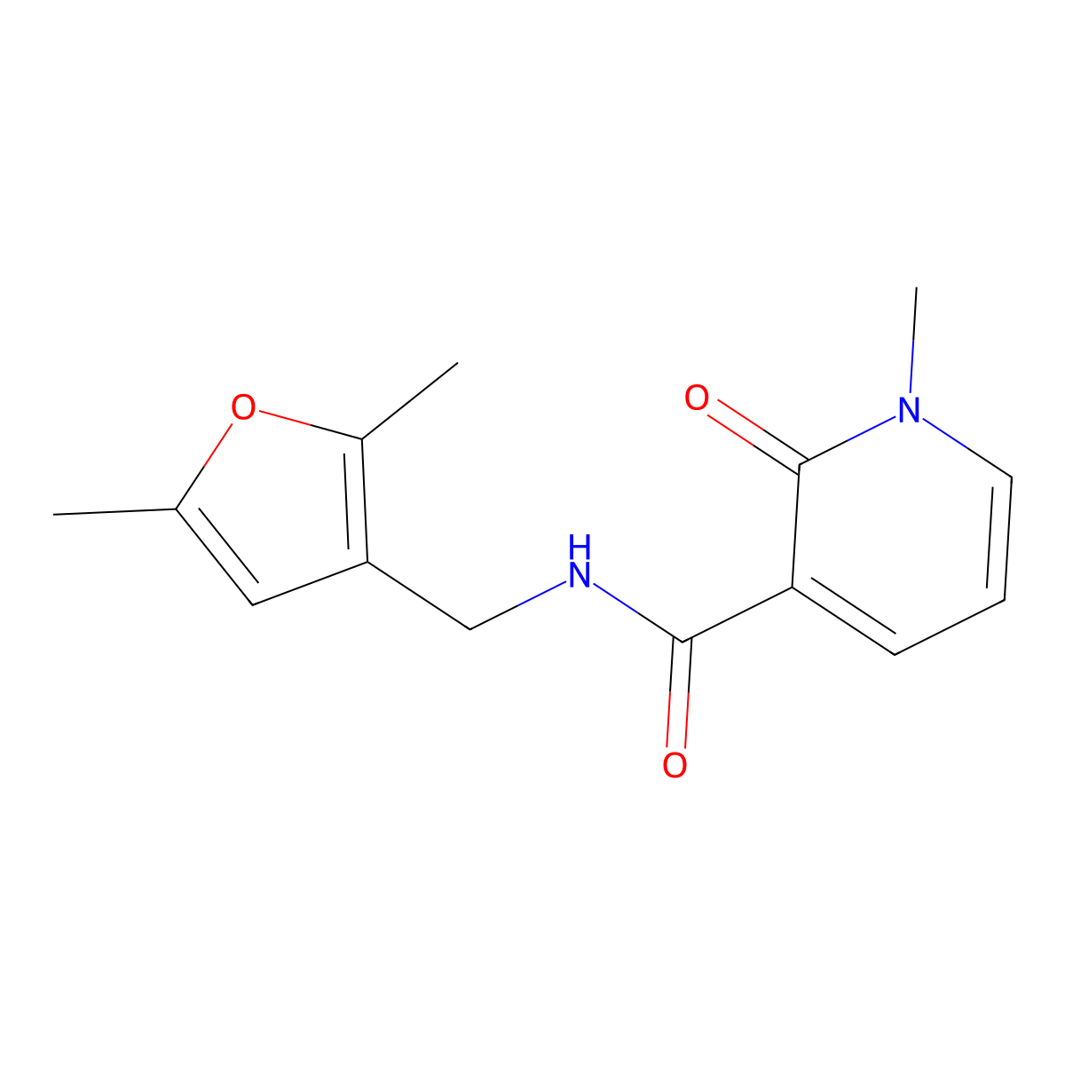 N-[(2,5-dimethylfuran-3-yl)methyl]-1-methyl-2-oxo-1,2-dihydropyridine-3-carboxamide molecular structure, CAS 1705682-13-8