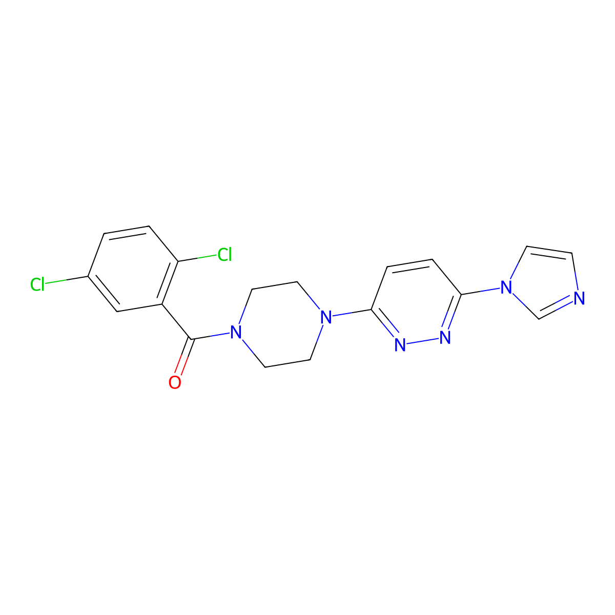 (4-(6-(1H-imidazol-1-yl)pyridazin-3-yl)piperazin-1-yl)(2,5-dichlorophenyl)methanone molecular structure, CAS 1705688-83-0