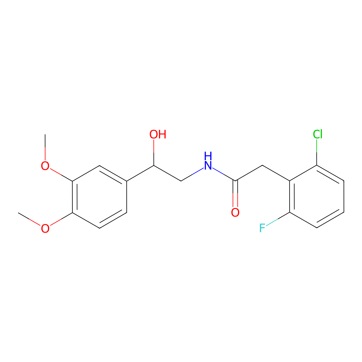 2-(2-chloro-6-fluorophenyl)-N-[2-(3,4-dimethoxyphenyl)-2-hydroxyethyl]acetamide molecular structure, CAS 1705690-86-3