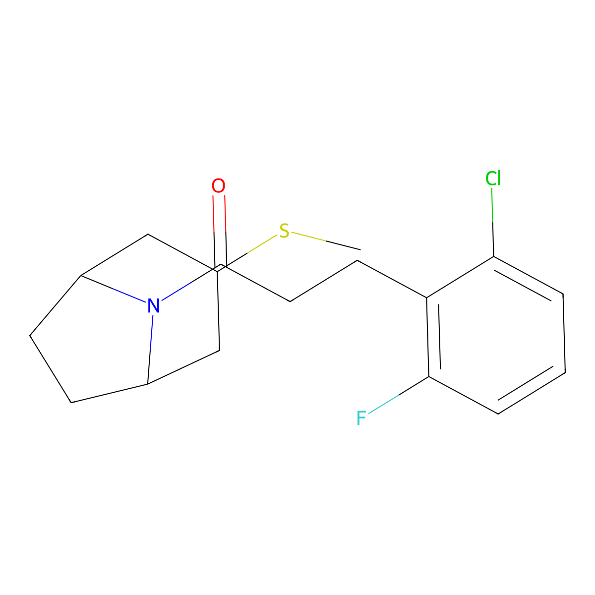 3-(2-chloro-6-fluorophenyl)-1-((1R,5S)-3-(methylthio)-8-azabicyclo[3.2.1]octan-8-yl)propan-1-one molecular structure, CAS 1705691-82-2