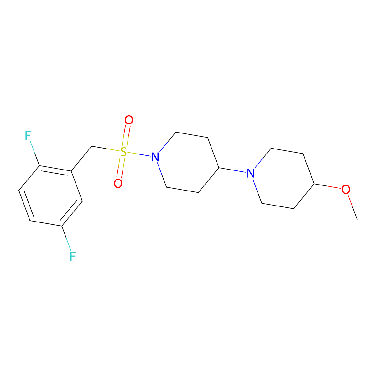 1'-[(2,5-Difluorophenyl)methanesulfonyl]-4-methoxy-1,4'-bipiperidine molecular structure, CAS 1705692-03-0