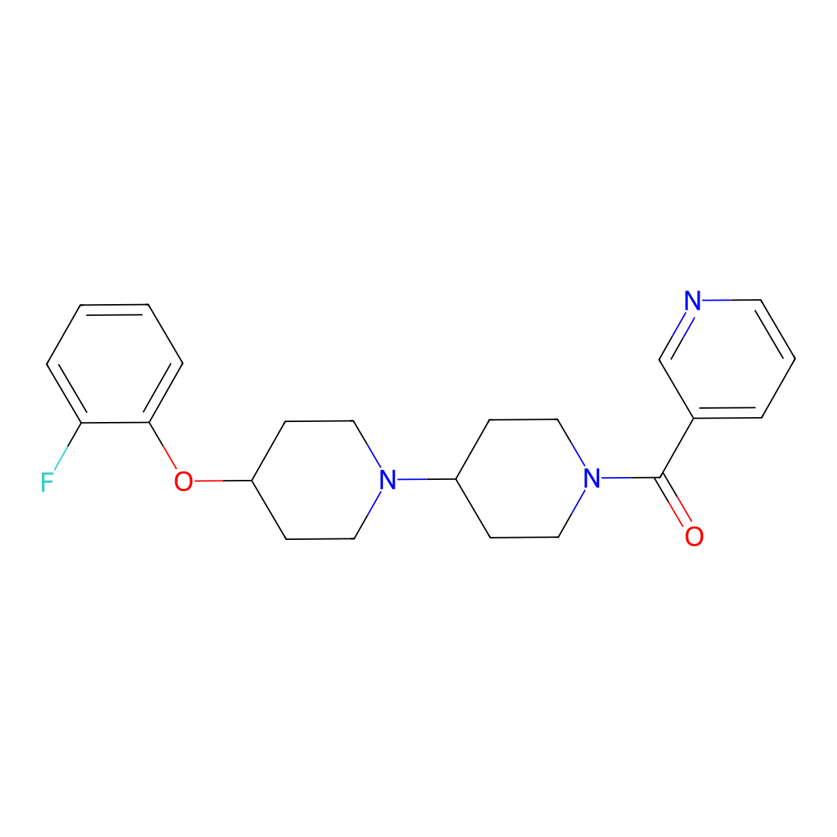 4-(2-Fluorophenoxy)-1'-(pyridine-3-carbonyl)-1,4'-bipiperidine molecular structure, CAS 1705692-14-3