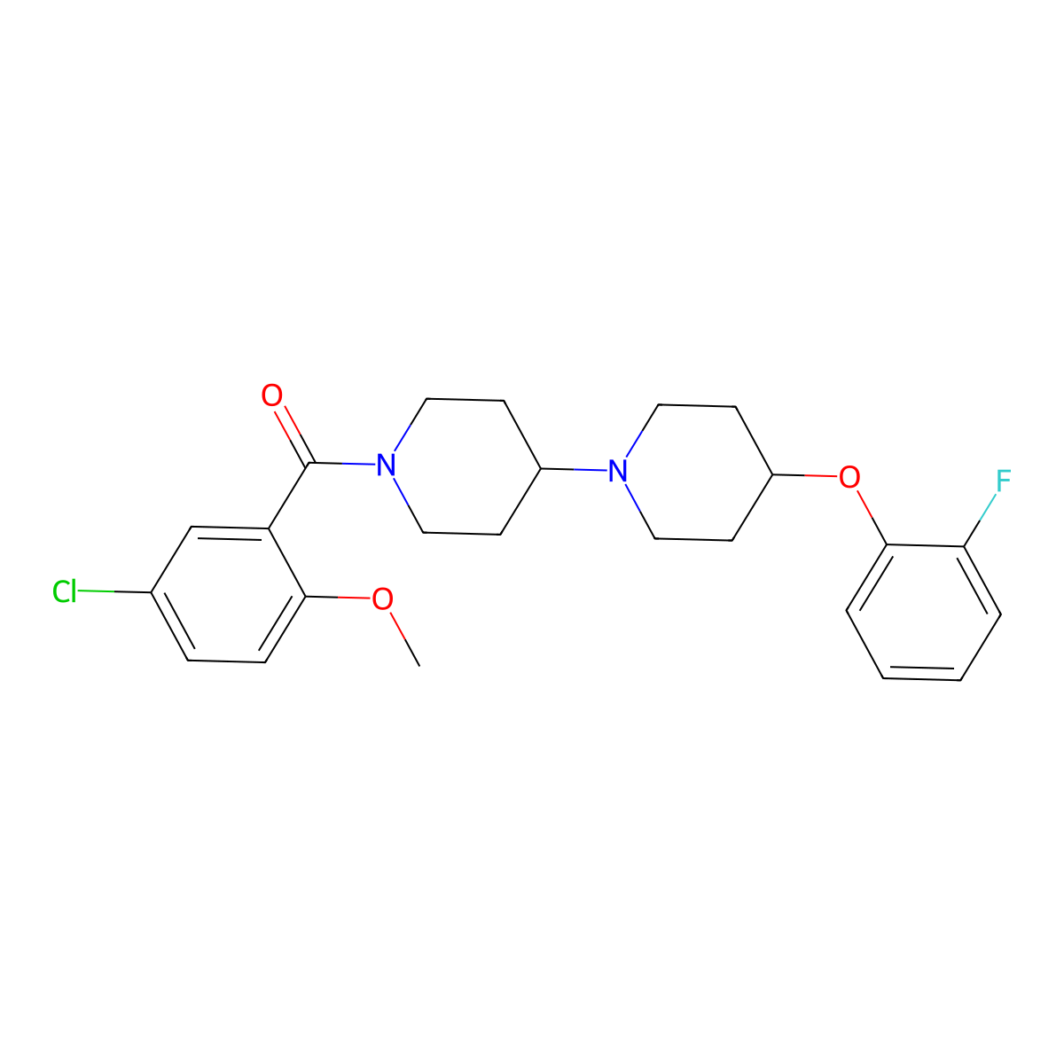1'-(5-Chloro-2-methoxybenzoyl)-4-(2-fluorophenoxy)-1,4'-bipiperidine molecular structure, CAS 1705692-35-8