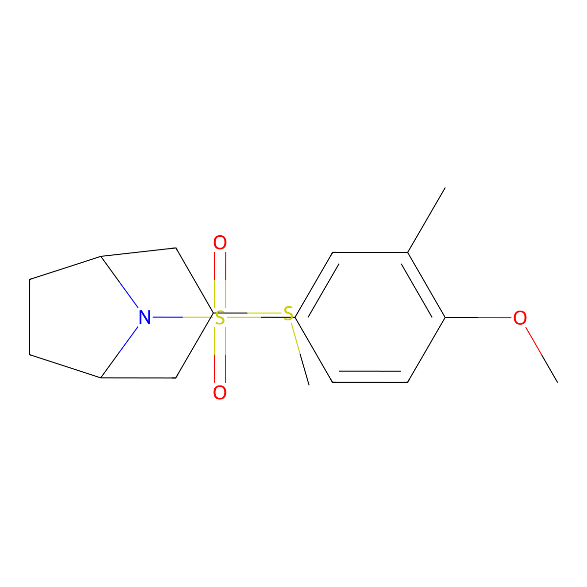 (1R,5S)-8-((4-methoxy-3-methylphenyl)sulfonyl)-3-(methylthio)-8-azabicyclo[3.2.1]octane molecular structure, CAS 1705693-29-3
