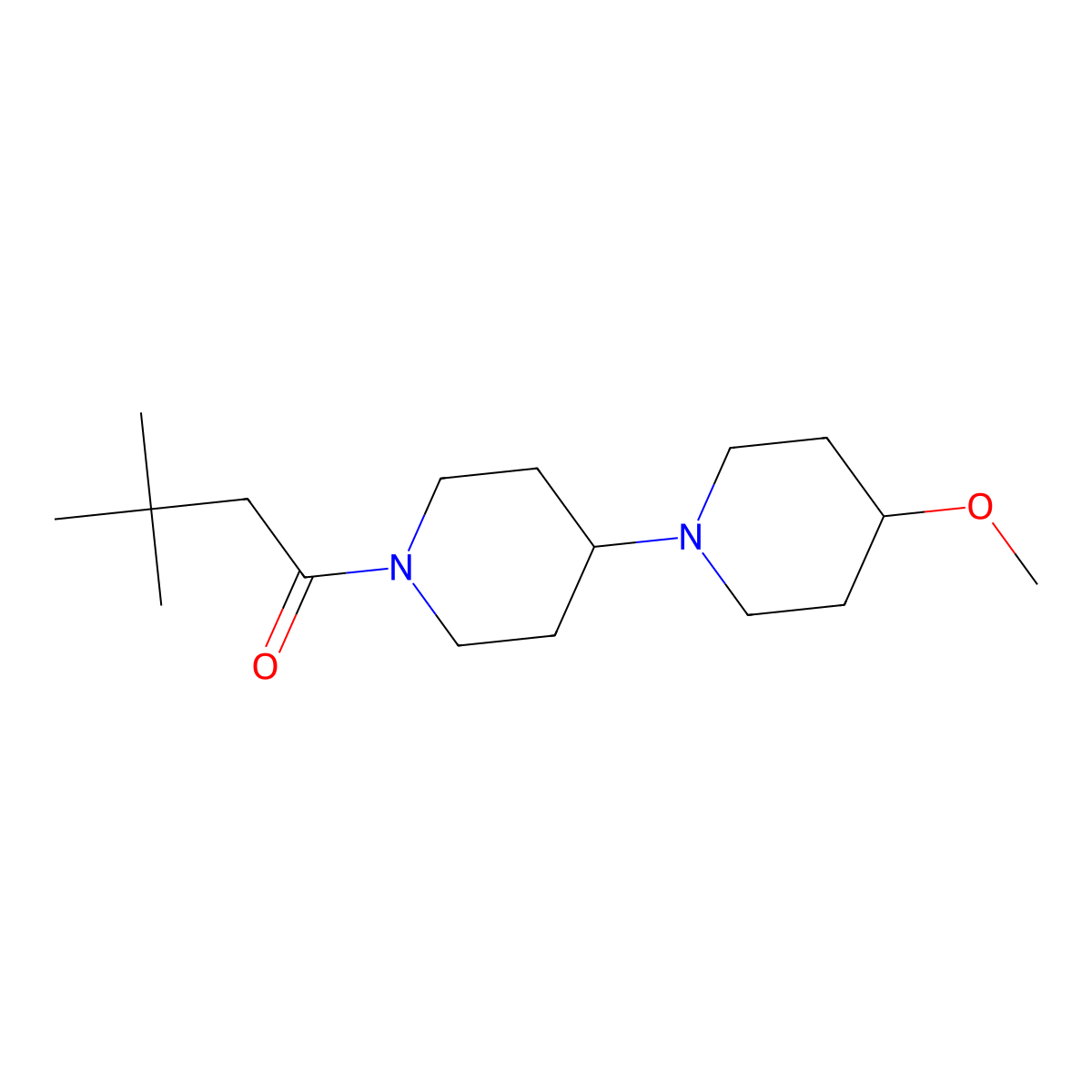 1-{4-Methoxy-[1,4'-bipiperidine]-1'-yl}-3,3-dimethylbutan-1-one molecular structure, CAS 1705694-34-3